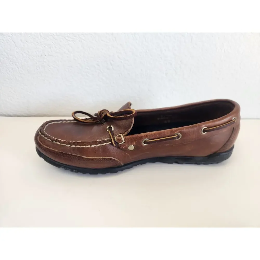 Ralph Lauren Polo Sport Brown Leather Loafer Men Size 8B Vintage